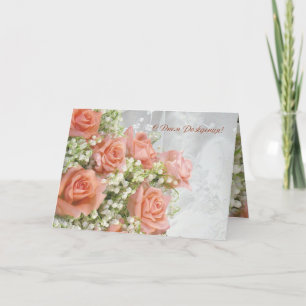 Russian birthday Card. Roses, lily of the valley Karte