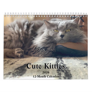 Russian Blue and Ginger Orange Tabby Cats 2026 Kalender