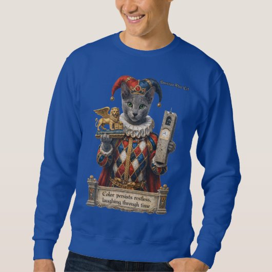 Russian Blue Arlequin Cat Sweatshirt (Vorderseite)