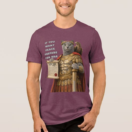 Russian Blue Caesar Cat Tri-Blend Shirt (Vorderseite)