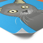 Russian Blue Cat Cartoon Pop-Art Poster (Ecke)