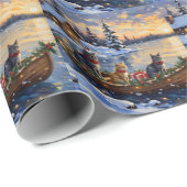 Russian Blue Cat Christmas Boat Holiday Geschenkpapier (Rolleneckpunkt)