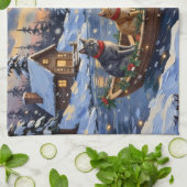 Russian Blue Cat Christmas Boat Holiday Geschirrtuch (Gefaltet)