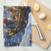 Russian Blue Cat Christmas Boat Holiday Geschirrtuch (Viertel Falte)