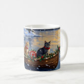 Russian Blue Cat Christmas Boat Holiday Kaffeetasse (VorderseiteRechts)