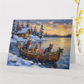 Russian Blue Cat Christmas Boat Holiday Karte (Gelbe Blume)