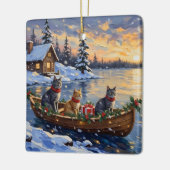 Russian Blue Cat Christmas Boat Holiday Keramikornament (Links)