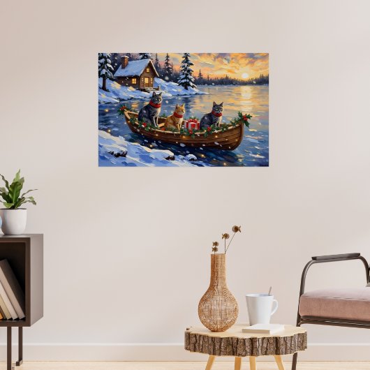 Russian Blue Cat Christmas Boat Holiday Poster (Wohnzimmer 3)