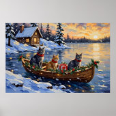 Russian Blue Cat Christmas Boat Holiday Poster (Vorne)