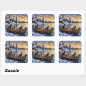 Russian Blue Cat Christmas Boat Holiday Quadratischer Aufkleber (Blatt)