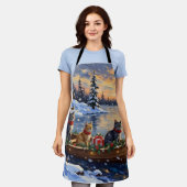 Russian Blue Cat Christmas Boat Holiday Schürze (Getragen)