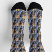 Russian Blue Cat Christmas Boat Holiday Socken (Oben)