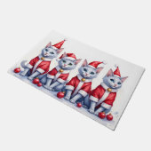 Russian Blue Cat Christmas Dress Santa Hat Fußmatte (Schrägansicht)