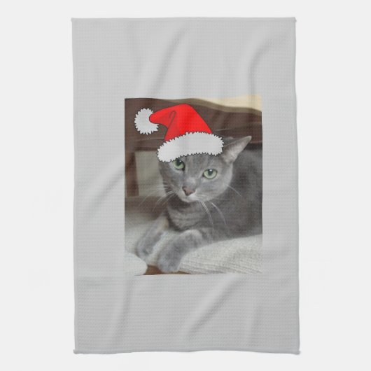 Russian Blue Cat Christmas Handtuch (Vertikal)