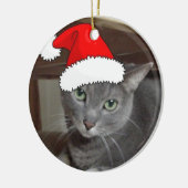 Russian Blue Cat Christmas Keramik Ornament (Links)