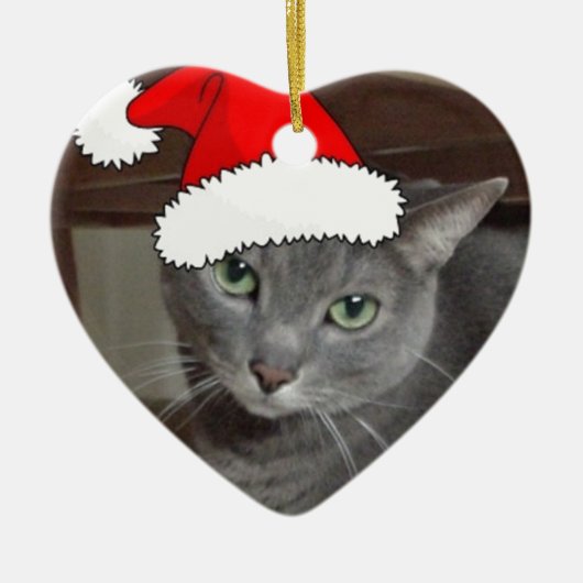 Russian Blue Cat Christmas Keramik Ornament (Vorne)