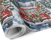 Russian Blue Cat Christmas Red Truck Holiday Geschenkpapier (Rolleneckpunkt)