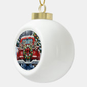 Russian Blue Cat Christmas Red Truck Holiday Keramik Kugel-Ornament (Rechts)