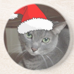 Russian Blue Cat Christmas Sandstein Untersetzer