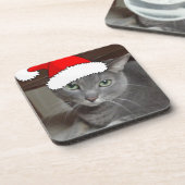Russian Blue Cat Christmas Untersetzer (Linke Seite)