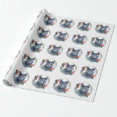 Russian Blue Cat Christmas Wreath Festive Kitten Geschenkpapier (Ungerollt)