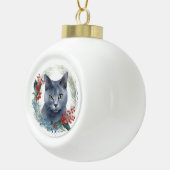 Russian Blue Cat Christmas Wreath Festive Kitten Keramik Kugel-Ornament (Rechts)