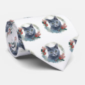 Russian Blue Cat Christmas Wreath Festive Kitten Krawatte (Gerollt)