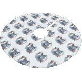 Russian Blue Cat Christmas Wreath Festive Kitten Polyester Weihnachtsbaumdecke (Schrägansicht)