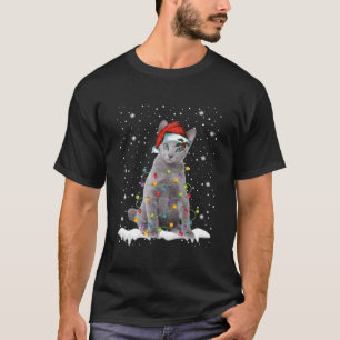Russian Blue Cat Funny Christmas Lights Sweater Xm T-Shirt