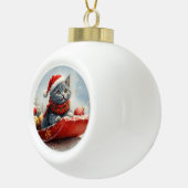 Russian Blue Cat in Sledge Let it Snow Christmas Keramik Kugel-Ornament (Rechts)