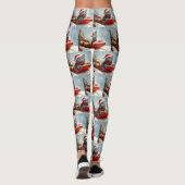 Russian Blue Cat in Sledge Let it Snow Christmas Leggings (Rückseite)