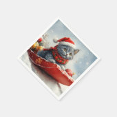 Russian Blue Cat in Sledge Let it Snow Christmas Serviette (Ecke)