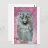 Russian Blue Cat, Louis Wain Postkarte (Vorne/Hinten)