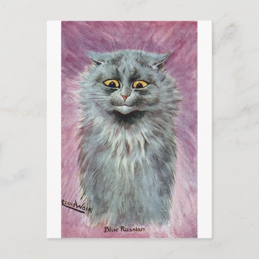 Russian Blue Cat, Louis Wain Postkarte (Vorderseite)