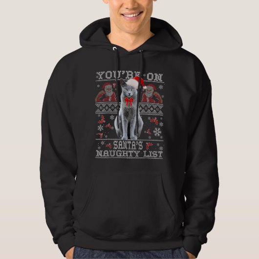 Russian Blue Cat Lover Xmas Ugly Sweater Hoodie (Vorderseite)
