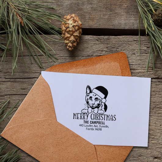 Russian Blue Cat Rücksendeadresse Weihnachten Gummistempel