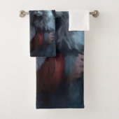 Russian Blue Cat Santa Claus Festliche Weihnachten Badhandtuch Set (Insitu)