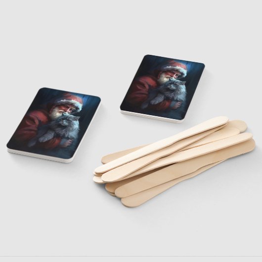 Russian Blue Cat Santa Claus Festliche Weihnachten Fächer (Non-assembled)