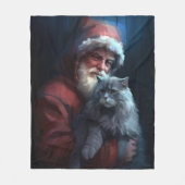 Russian Blue Cat Santa Claus Festliche Weihnachten Fleecedecke (Vorderseite)