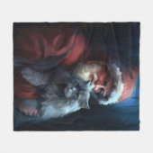Russian Blue Cat Santa Claus Festliche Weihnachten Fleecedecke (Vorderseite (Horizontal))