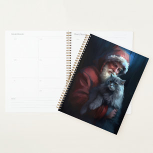 Russian Blue Cat Santa Claus Festliche Weihnachten Planer