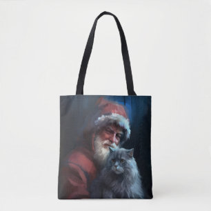 Russian Blue Cat Santa Claus Festliche Weihnachten Tasche