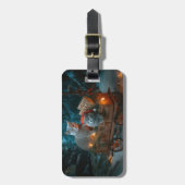 Russian Blue Cat Snowy Sleigh Weihnachtsdekor Gepäckanhänger (Vorderseite vertikal)