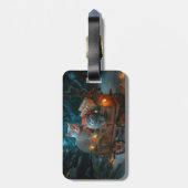 Russian Blue Cat Snowy Sleigh Weihnachtsdekor Gepäckanhänger (Rückseite vertikal)