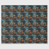 Russian Blue Cat Snowy Sleigh Weihnachtsdekor Geschenkpapier (Flach)