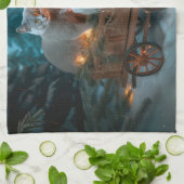 Russian Blue Cat Snowy Sleigh Weihnachtsdekor Geschirrtuch (Gefaltet)