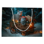 Russian Blue Cat Snowy Sleigh Weihnachtsdekor Große Geschenktüte (Rückseite)