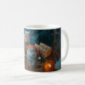 Russian Blue Cat Snowy Sleigh Weihnachtsdekor Kaffeetasse (VorderseiteRechts)