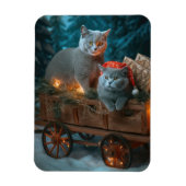 Russian Blue Cat Snowy Sleigh Weihnachtsdekor Magnet (Vertikal)