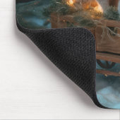 Russian Blue Cat Snowy Sleigh Weihnachtsdekor Mousepad (Ecke)